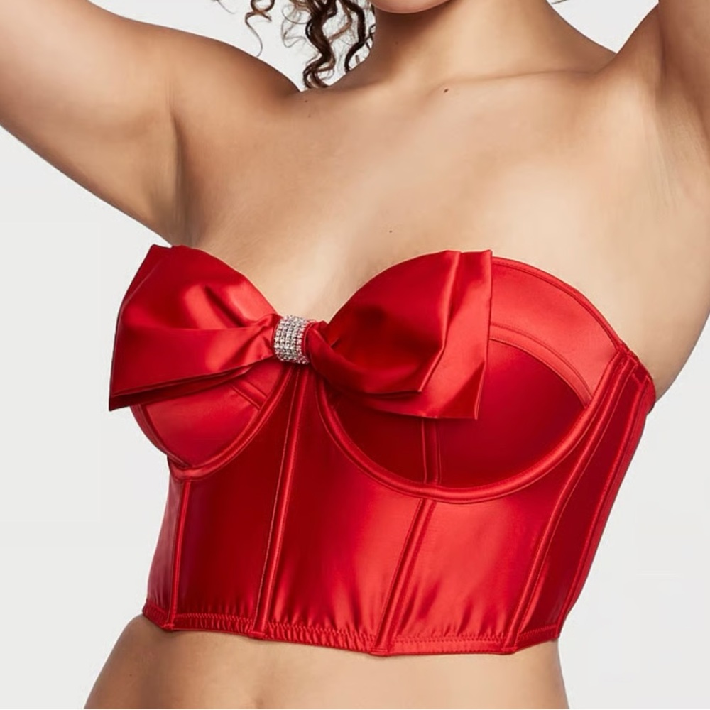 Victoria’s Secret Dream Angels Red Cupped Bow Bra Corset